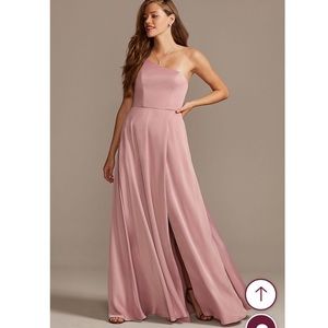 Crepe back satin one shoulder bridesmaid dress